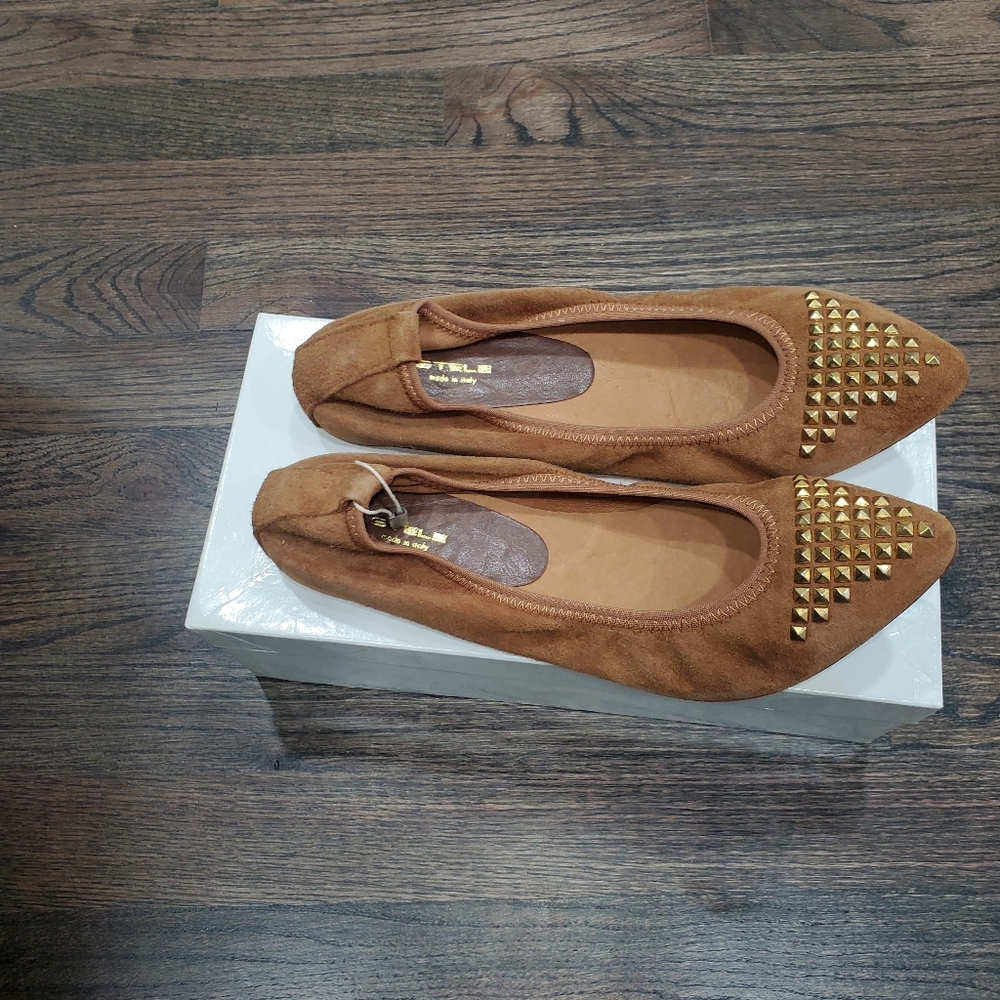 Suede slip on flats